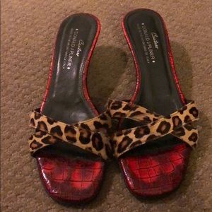 Donald J Pliner calf hair leopard print sandal 6.5